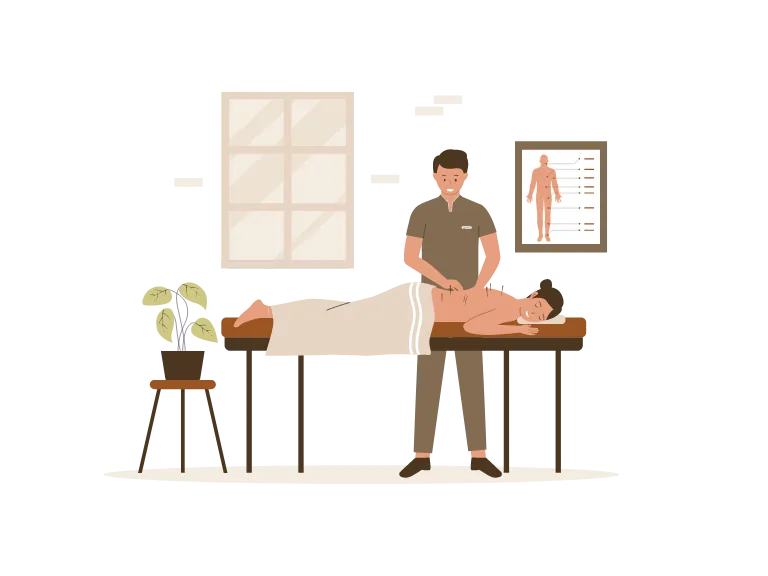 Un acupuncteur à Nice qui fait une séance d'acupuncture.