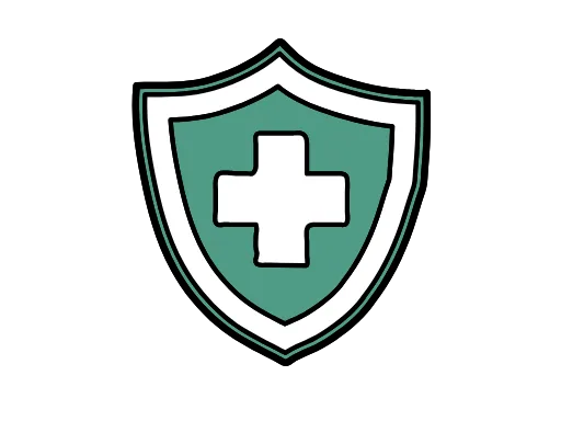 Le massage relaxant à Nice présenté avec le symbole d'un bouclier et d'une croix qui représente la protection