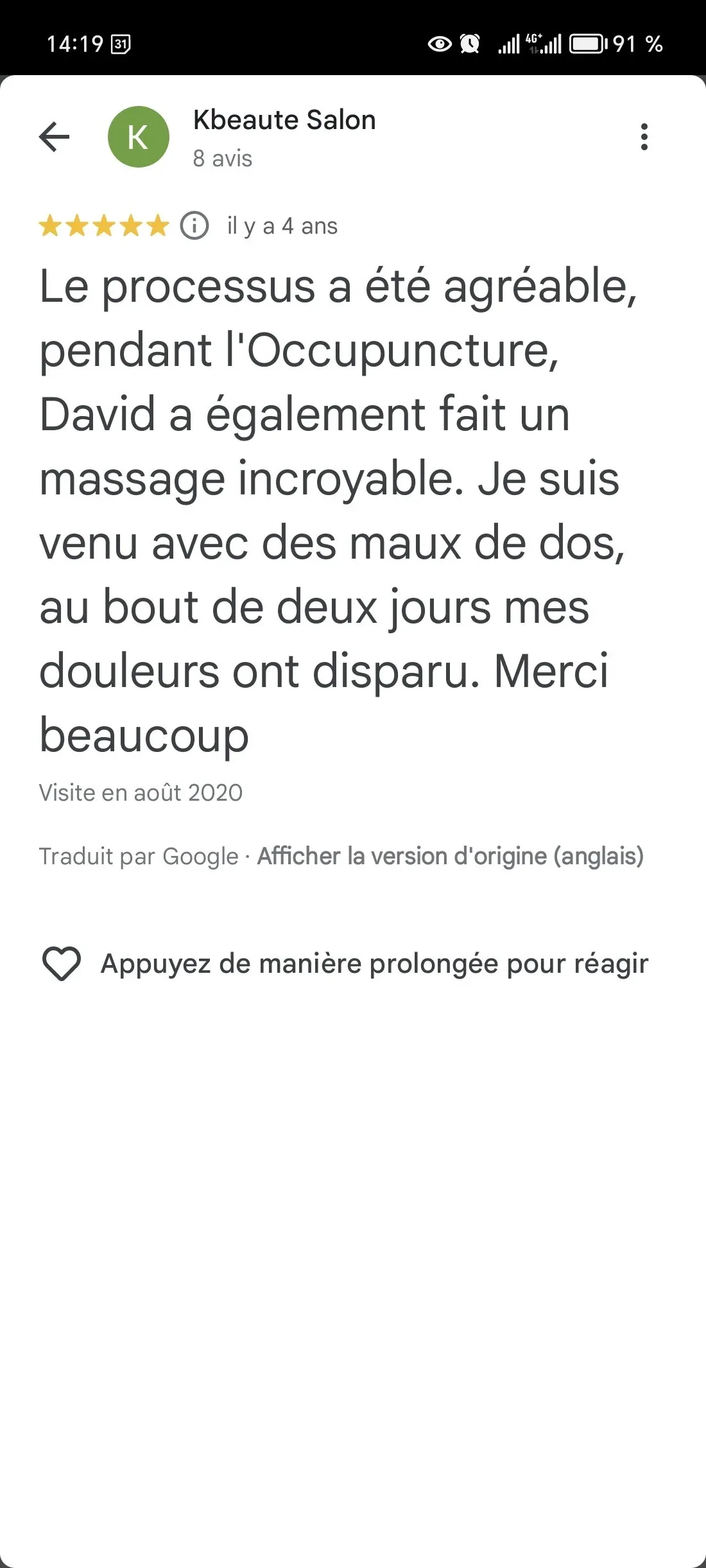 témoignage séance d'acupuncture