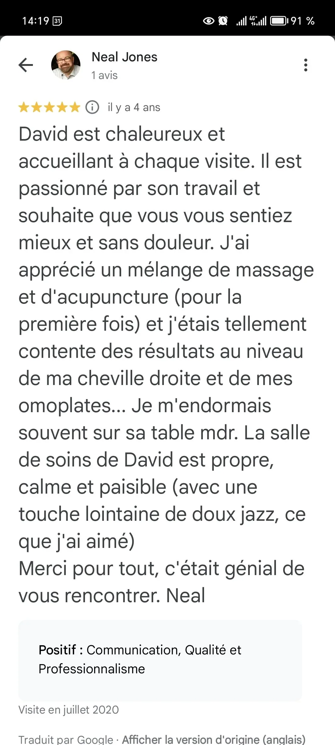 témoignage séance d'acupuncture